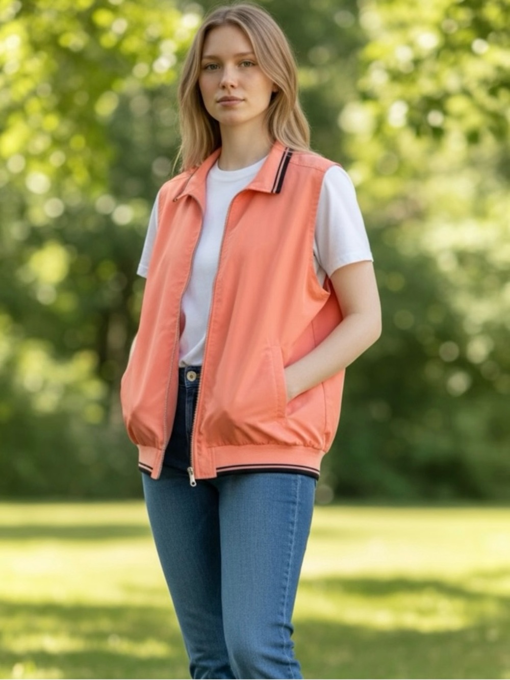 Cutter & Buck ClimaGuard Golf Full Zip Windbreaker Vest Pink Coral Size L Women